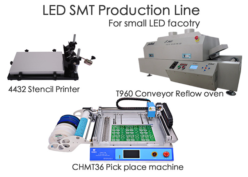 Chip Mounter / Stencil Printer / Reflow Oven LED SMT Production Line
